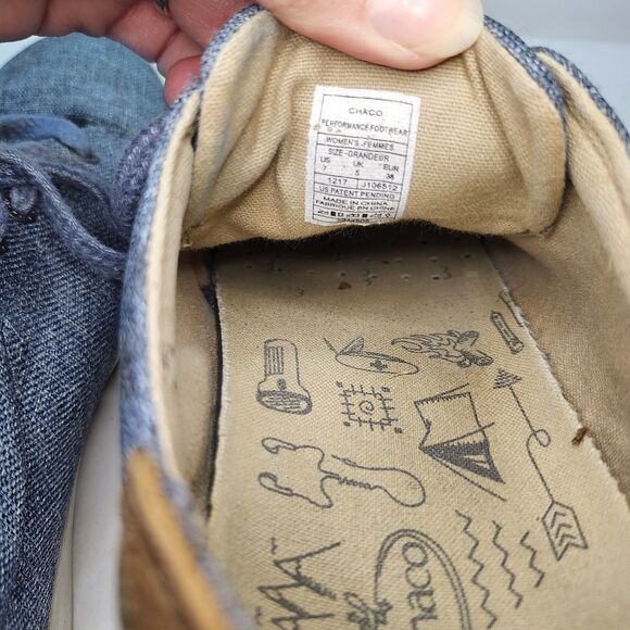 Chaco Ionia Women’s Sneakers Size 7 Blue Denim Lace Up Athletic Comfort Shoes - Picture 10 of 12